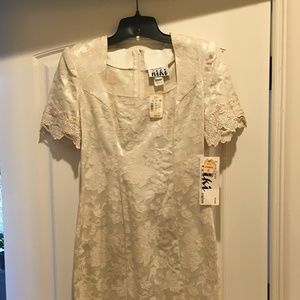 Karen Lucas Unlined Petite Cocktail Dress w/ Lace